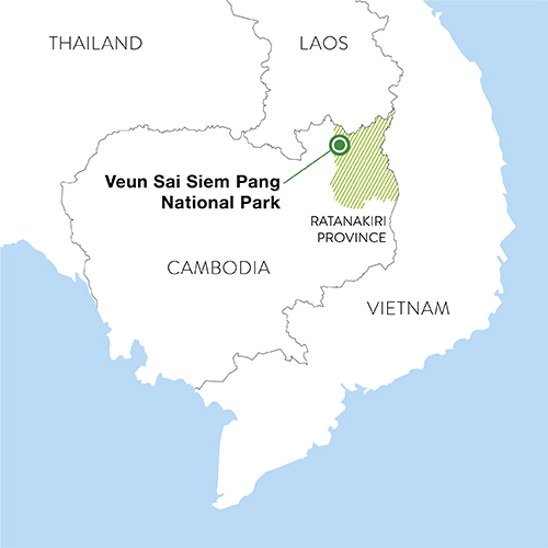 The Veun Sai-Siem Pang National Park is located in northeast Cambodia’s Ratanakiri province, near the borders with Laos and Vietnam.